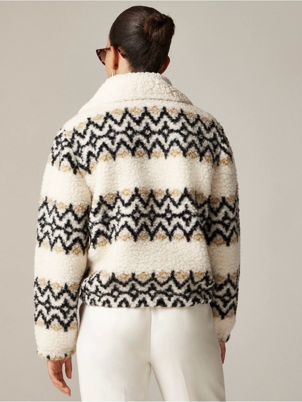 J.Crew Jacquard-print Sherpa Half-zip Fleece Pullover size XS - Picture 2 of 9